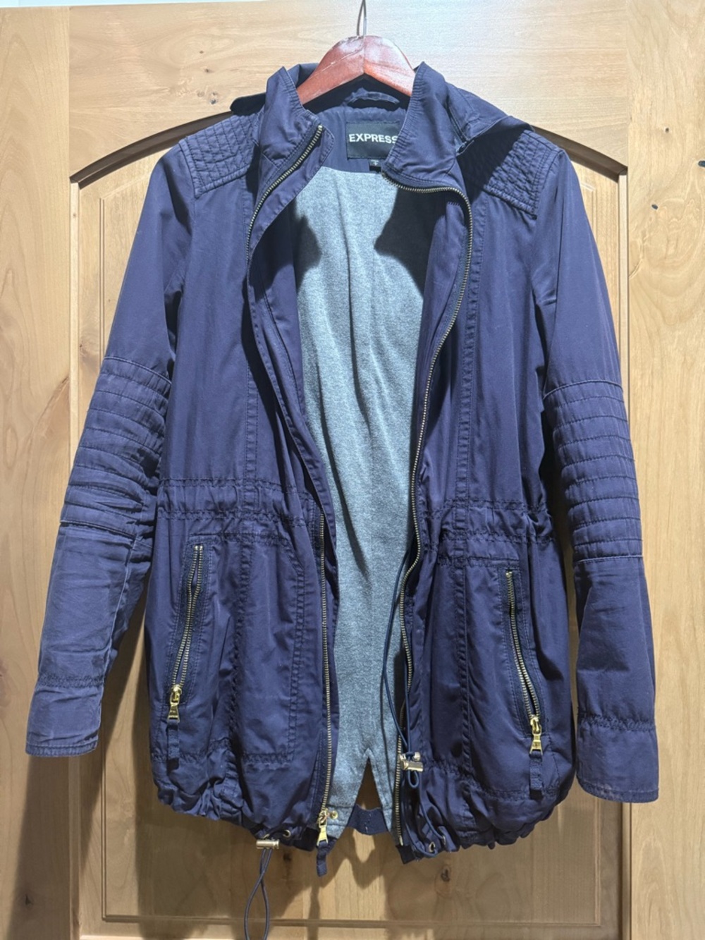 Express Navy Quilted-Accent Utility Jacket